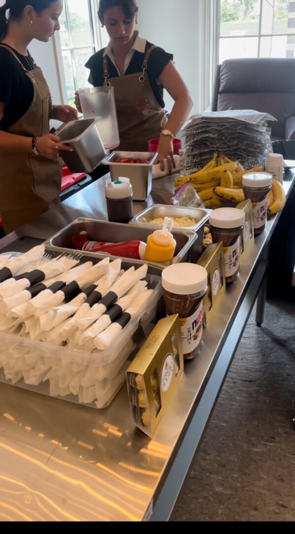 A table with many different foods on it